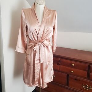 Pink Satin Robe - Size Medium